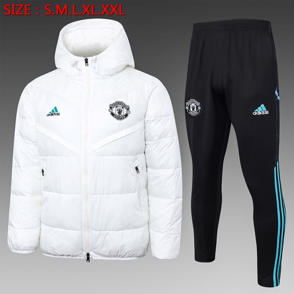 Abrigo Plumón Manchester United Conjunto Completo 2024-25 Blanco
